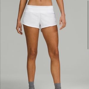 White Lululemon Speed Up Low Rise Short